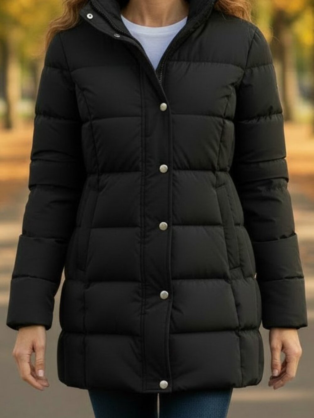 Tommy Hilfiger Black Puffer Full Zip Coat